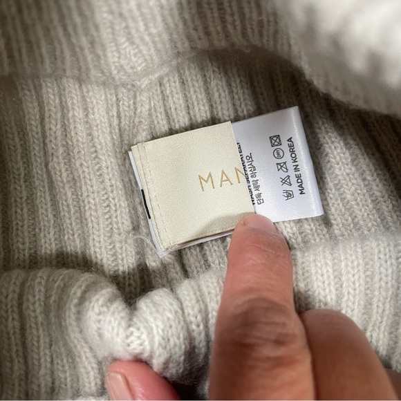 MANIERE Wide Leg Rib Knit Pant High Rise light beige - Picture 4 of 5